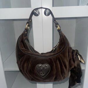 Juicy Couture Dark Brown Velvet Hobo Bag